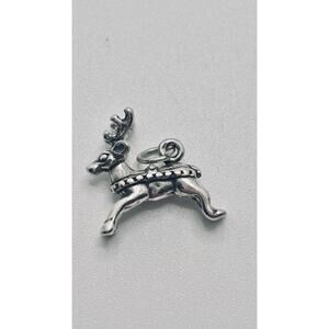 Flying Santa's Reindeer Christmas 925 Solid Sterling Silver Charm